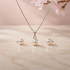 Silver Pearl Set - Necklace and Earrings