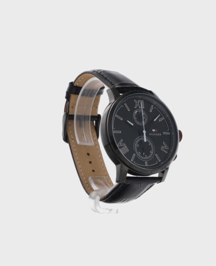 Orologio Uomo Tommy Hilfiger Alden Acciaio Cinturino in Cuoio Nero 44mm | CM Silver Jewels