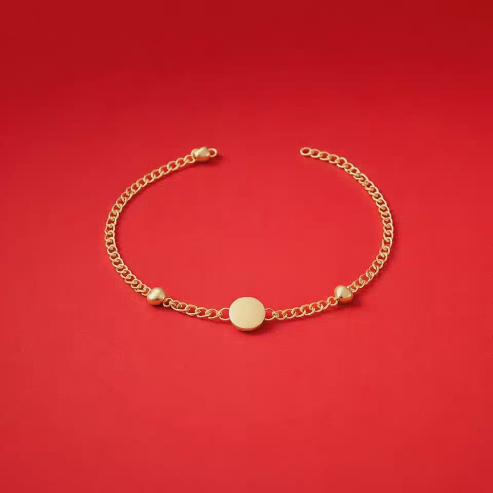 Bracciale in Oro 18K con Medaglietta e Cuori – 18 cm | CM Silver Jewels