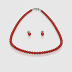 Parure in Argento 925 con Corallo di Bambù Rosso, 43 + 3 cm | CM Silver Jewels
