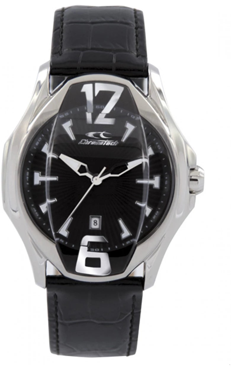 Men's Chronotech RW0029 Stainless Steel and Black Leather Watch 44 mm | CM Silver Jewels