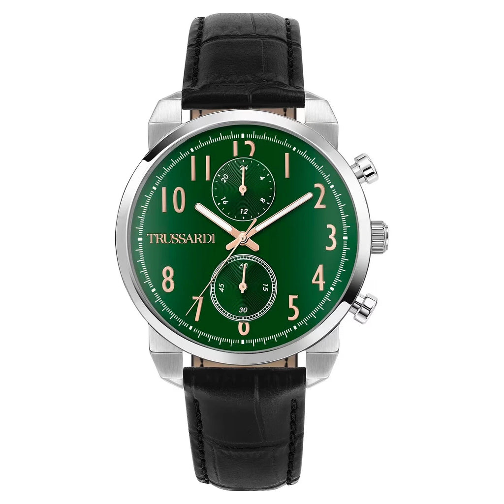 Orologio Uomo Trussardi T-City Acciaio e Pelle Nero Verde 41mm | CM Silver Jewels