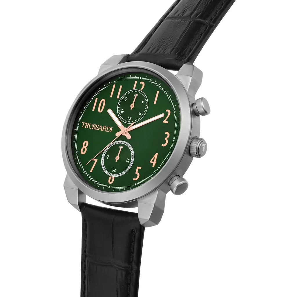 Orologio Uomo Trussardi T-City Acciaio e Pelle Nero Verde 41mm | CM Silver Jewels
