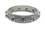 Anello rosario in argento 925 con zirconi multicolore e croce centrale