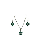 Set Collana e Orecchini Fiore in Argento 925 con Zirconi Verdi – Bambina - Gioielleria CM SILVER & JEWELS