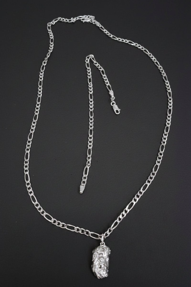 collana e bracciale in argento 925 volto di Cristo
