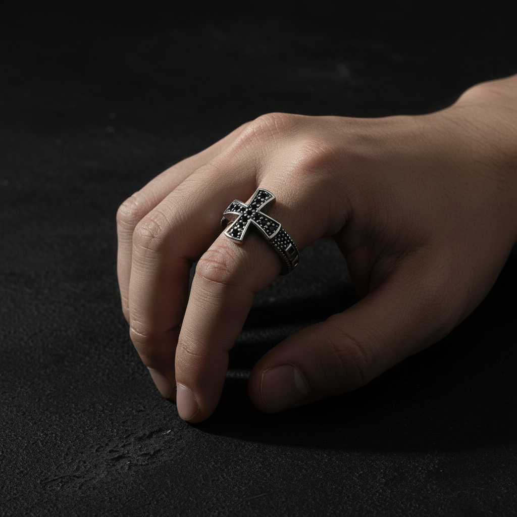 Anello in Argento 925 con Croce e Zirconi – Misura Regolabile | CM Silver Jewels