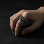 Anello in Argento 925 con Croce e Zirconi – Misura Regolabile | CM Silver Jewels