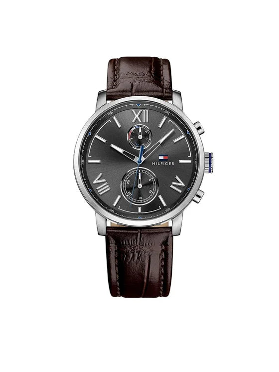 Orologio Uomo Tommy Hilfiger Acciaio Cinturino in Cuoio Marrone 44mm | CM Silver Jewels