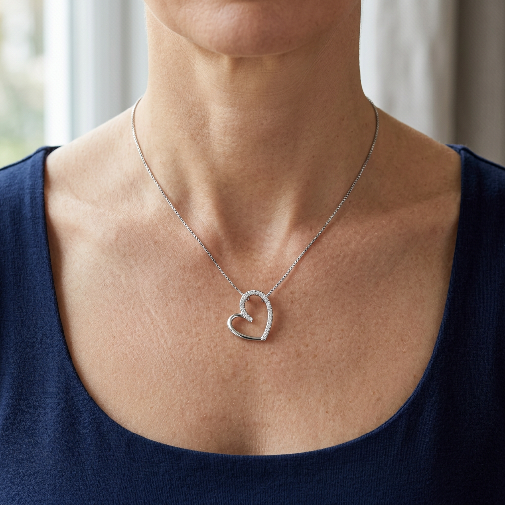 Vestibilità della collana con cuore aperto